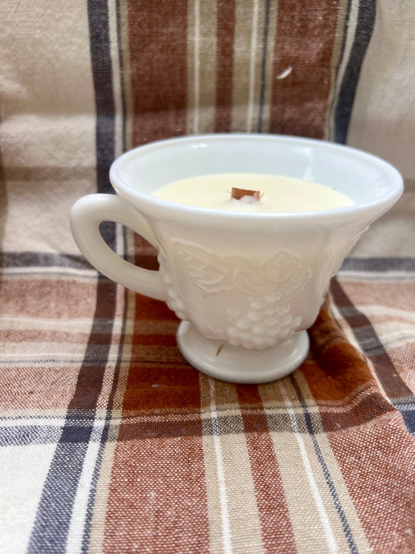 Fall Candle - Milk Glass Tea Cup